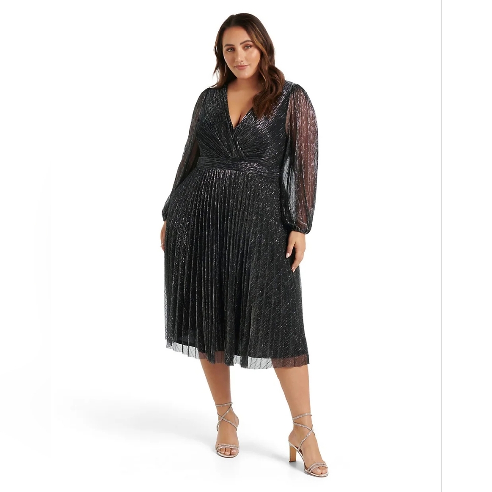 EVERNEW Taylor Curve Pleated Plisse Midi Plus